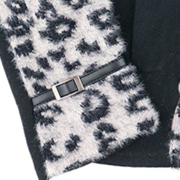2/$30 Black Fashionable Faux Fur Leopard Print Gloves - Picture 4 of 6